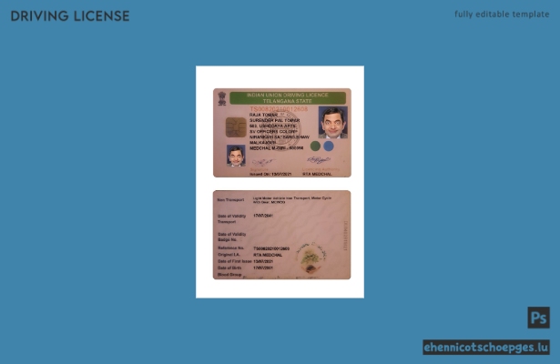 Beispiel für einen Führerschein des indischen Bundesstaates Telangana